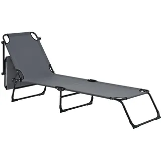 casa.pro Sonnenliege-Set 187 x 53 x 27 cm Dunkelgrau
