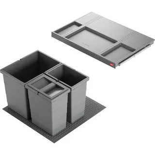 HAILO Abfallsorter 3301631 ALLEGRO 295 18/8/8/D dunkelgrau mit 34 Liter Abfallvolumen für 60 cm Schrankbreite - Grau
