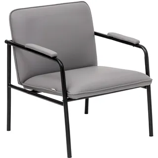 Baroni Home Loungesessel mit Eisengestell, Armlehnenstuhl, Mid-Century-Modern Design, Relaxsessel für Wohnzimmer, Schlafzimmer, Arbeitsyimmer, Lounge 78x59x64 cm (Grau)