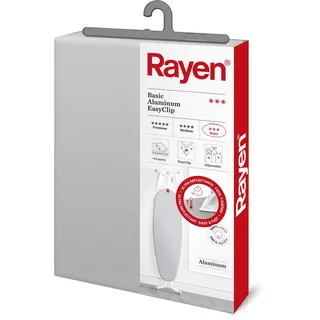 Rayen | Universelle Bügelbrettabdeckung | EasyClip-Einstellung des Bügelbezugs | 2 Schichten: Schaumstoff und 100% Baumwollgewebe | Aluminium-Qualität | Basis-Sortiment | Maße: 130x47 cm Grau