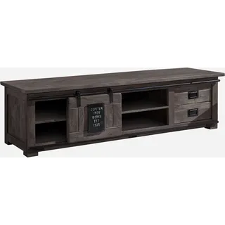 MASSIVMOEBEL24.DE TV-Board Mango 180x55x50 grau lackiert RAILWAY #245 - Grau