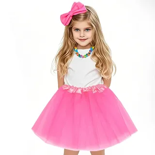 OQKAHIV 1 Stücke Tütü Minirock, Tüllrock Kinder Mädchen Röcke Tutu, Prinzessin Tüllrock, Tüllrock Mädchen, Ballettrock Prinzessin Tüllrock, 3 Schichten Tüll Paillette Ballett Tanz Rock (Dunkelrosa)