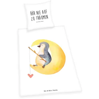 Herding Mr. & Mrs. Panda Pinguin Tiere/Schriftzug 135 x 200 cm + 80 x 80 cm