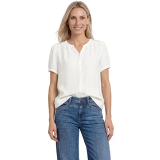 Street One Kurzarm Bluse mit Split Neck und Knöpfen Off White 44