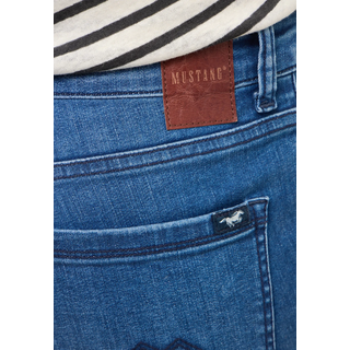 Slim-fit-Jeans MUSTANG "Damen Style Capri", Damen, Gr. 26, 601 mittelblau, Denim/Jeans, 92% Baumwolle, 6% Elastomultiester, 2% Elasthan, unifarben, slim fit, Jeans Slim-fit-Jeans