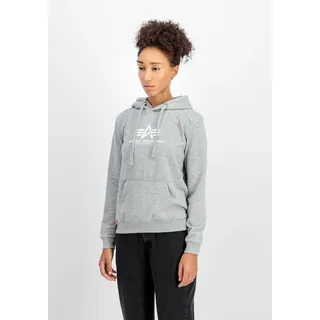 Hoodie ALPHA INDUSTRIES "New Basic Hoodie BL W", Damen, Gr. L, grau (grau heather), Obermaterial: 80% Baumwolle, 20% Polyester, regular fit, Sweatshirts Hoodie