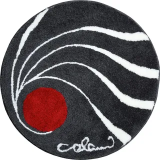 Grund Badteppich , Anthrazit , Textil , Wellen , rund , Oeko-Tex® Standard 100, Made in Europe , rutschfest , Heimtextilien, Badtextilien, Badematten