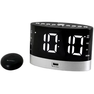 Soundmaster UR580SW Radiowecker mit kabellosem Vibrationskissen & USB-Ladefunktion - Schwarz