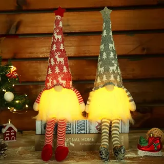 Weihnachtswichtel Figuren Groß Beleuchtet, Weihnachtsdeko Wichtel LED Innen | 2 Stück LED Wichtel Weihnachten Deko, Weihnachtsdeko Innen Figuren, Leuchtende Wichtel Deko, Weihnachtsdekorationen Innen