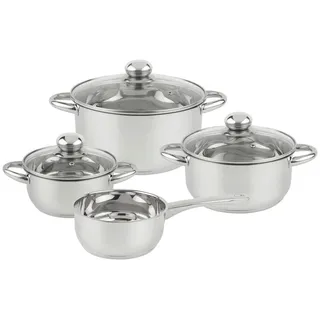 Boxxx Kochtopfset , Edelstahlfarben , Metall , 4-teilig , 16 cm , 1.0 l,2.5 l,1.0 l,4.0 l , Lfgb , Messskala , Kochgeschirr, Töpfe, Topfsets