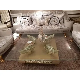 Barock Rokoko Extra Klasse Couchtisch Tisch Beistell Sofa Couch Tische Neu Glas - Gold