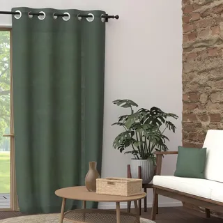 Soleil d'ochre, Ösenvorhang aus reiner Baumwolle, 135 x 250 cm, Panama Khaki
