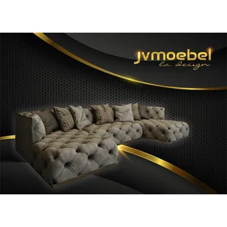 Ecksofa Sofa Couch Polster Garnirtur U Form Couchen Chesterfield Möbel Sofas Neu - Grau