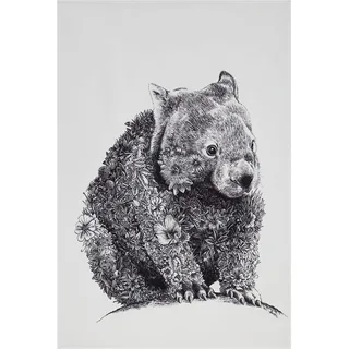Maxwell & Williams Marini Ferlazzo Geschirrtuch mit Tiermotiv Wombat 100% indische Baumwolle, weiß, 50 x 70 cm