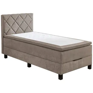 Boxxx Boxspringbett , Taupe , Textil , H3 , Höhe ca. 22 cm , 100x200 cm , Oeko-Tex® Standard 100 , Bettkasten, gepolstertes Kopfteil , Schlafzimmer, Betten, Boxspringbetten