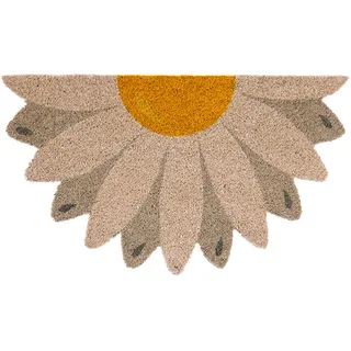 Fisura - Fußmatte außen Gänseblümchen aus Kokosnuss mit Rutschfester PVC-Rückseite. Lustige Welcome Fußmatte. Handbemalt. Größe: 70 cm x 40 cm. Brauntöne.