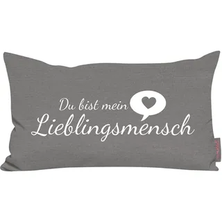 MAGMA Kissen Lieblingsmensch grau 25x45 cm Made in Germany/Ökotex 100
