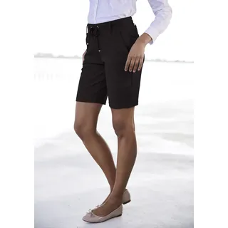 Shorts LASCANA, Damen, Gr. 34, N-Gr, schwarz, Sweatware, Obermaterial: 70% Viskose, 25% Polyamid, 5% Elasthan, unifarben, lässig geschnitten ca. Mitte Oberschenkel, Hosen Shorts, mit Gürtelschlaufen und Bindeband, Loungewear, Topseller