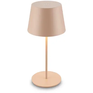 BRILONER - LED Tischlampe kabellos IP44 mit Touch, Dimmbar, Warmweißes Licht, Akku Tischleuchte, Nachttischlampe, Leselampe, LED Lampe, Outdoor, Touch Lampe, Tischlampe Akku, 9,5x20,5 cm, Beige
