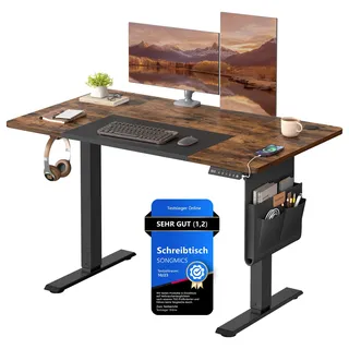 Songmics Schreibtisch vintagebraun-tintenschwarz Holzwerkstoff