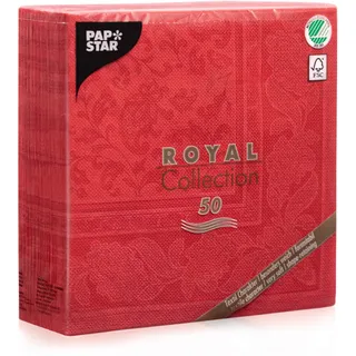 Papstar Servietten / Tissueservietten rot "Royal Collection", "Ornaments" (50 x 40 cm, 1/4-Falz, für Gastronomie, Haushalt oder Feste, FSC-zertifiziert, Stoffoptik, #11667