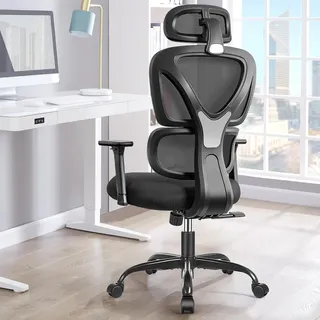 Kerdom Office Chair Ergonomischer Schreibtisch Verstellbarer Kopfstütze, Armlehnen, Lumbalunterstützung, gegen Rückenschmerzen 150 kg/330 lb Ladungska