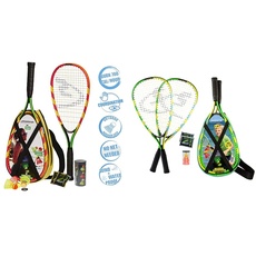 Speedminton S600 Set, Grün/Gelb/rosa, One Size & Junior Set – Original Speed Badminton/Crossminton Kinder Set inkl. 2 Fun Speeder®, Tasche