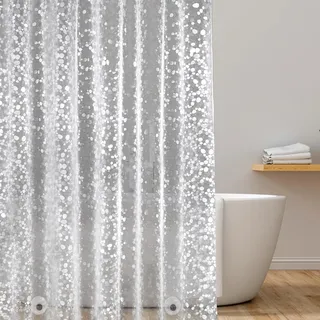 EurCross Duschvorhang 100x180 mit Gewicht Magnet Unten, Schmal Transparent Wasserdicht Anti-Schimmel Duschvorhänge, Eva Plastik 3D Kieselstein Muster Badvorhang inklusive 7 Ringen