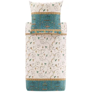 BASSETTI OPLONTIS Bettwäsche + 1 Kissenhülle aus 100% Baumwollsatin in der Farbe Grün V2, Maße: 135x200 + 1 K 80x80 cm - 9331440