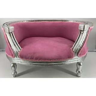 Casa Padrino Barock Hundebett Rosa / Silber - Barock Hundemöbel - Barock Tiermöbel - Prunkvolle Tiermöbel im Barockstil - Rosa, Silber