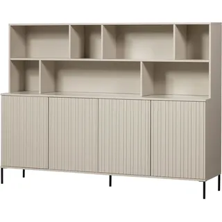 Buffet WOOOD "Gravu", grau, B:200cm H:150cm T:44cm, Massivholz, Schränke, Buffet, New Gravure Hängeschrank, FSC-Kiefer bietet Stauraum und Präsentation