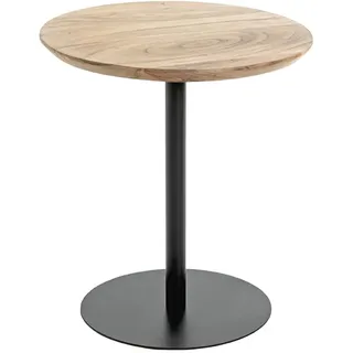 Haku-Möbel Beistelltisch, akazie, schwarz, Massivholz, Metall, Akazie, massiv, rund, Säule, rund, 40x45x40 cm, Wohnzimmer, Wohnzimmertische, Beistelltische, Beistelltische Metall