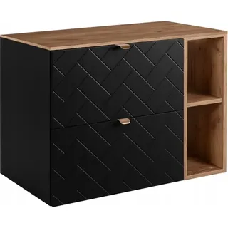 RODAN | Waschbeckunterschrank 80 cm - Schwarz Matt - Badezimmerschränke - Badmöbel - Waschbecken Unterschränke - Arbeitsplatte - Braune Bücherregal - Schwarz