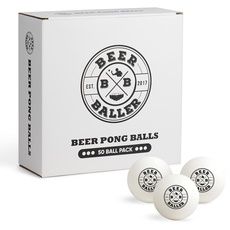 BeerBaller® Beer Pong Bälle - 50 Hochwertige Beerpong Bälle | Offizielle Wettkampf Bälle der Beerpong Bundesliga | Perfekt für das Partyspiel Bier Pong | tischtennisbälle | Bierpong Tische