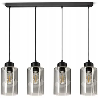 FKL DESIGN Home Deco Deckenlampe Deckenleuchte Schwarz 4-flammig E27 Glas Lampenshirm Lampe aus Serie N535 (DDH4)