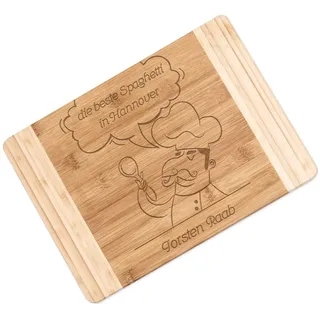 Maverton Bambus Schneidebrett mit Gravur, Servierbrett, Brotzeitbrett | Massiv, Größe: 35x25 cm, Schneidebrett für Männer, Weihnachtsgeschenke, zum Geburtstag, zu Weihnachten, Italiener