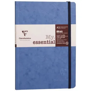 Clairefontaine 793464C Notizbuch AgeBag My Essentials, DIN A5, 14,8 x 21 cm, 96 Blatt, liniert, nummeriert, 90g, 1 Stück, blau