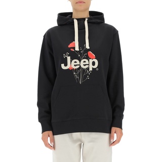 JEEP O102606-B000 J Woman Hooded Oversize Sweatshirt Botanical Print J22W Black M