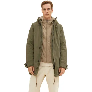 TOM TAILOR Herren Parka mit Kapuze 1032496, 10415 - Dusty Olive Green, L