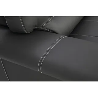 Leder Design Couch Polster Sitz Garnitur Sofa Garnituren 3+1+1 Leder Sofas Set - Schwarz