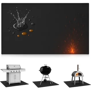 HEAT Grillmatte für Gasgrill 80x45cm, Grillmatten für Holzkohle, BBQ Grillmatten, Grillunterlage, Grillteppich, BBQ Zubehör, Rechteck - Schwarz