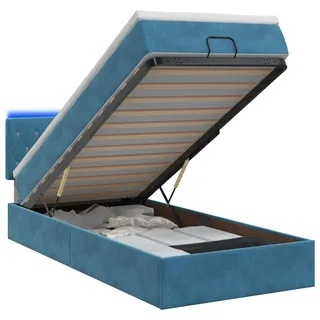 vidaXL Ottoman-Bett mit Matratze und LED Dunkelblau 80 x 200 cm Samt - Blau