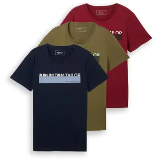 Tom Tailor Denim T-Shirt Packung, 3 Stk. in verschiedenen Farben, bunt