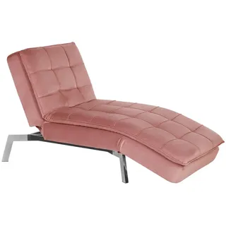 Beliani Chaiselongue Samtstoff rosa verstellbar Loiret , Textil , 179x93x76 cm , Gartenmöbel, Gartenliegen, Relaxliegen
