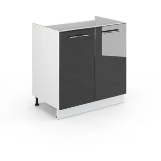 Vicco Spülenschrank Fame-Line 80 x 0 x 0 cm Anthrazit Hochglanz/Weiß