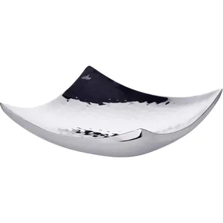 Edzard Schale Dallas, quadratisch, 19 x 19 cm, gehämmert | Edelstahl hochglanzpoliert, Dekoschale, Obstschale, Geschenk, Tischdeko, Geschenkidee, Servierschale, Deko Wohnzimmer