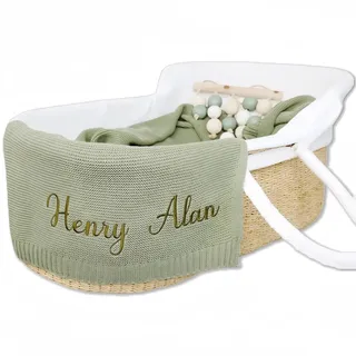 MEIEG Personalisierte Bestickte Babydecke Aus Strick, Individuell Gestrickte Decke Für Neugeborene, Weich Und Atmungsaktiv, Geschenk Zur Babyparty