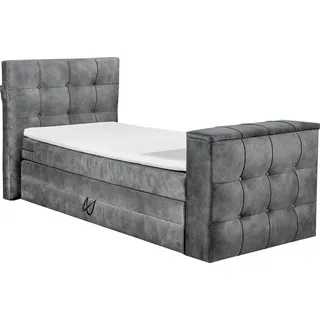 Set One by Musterring Boxspringbett "Richmond", grau (anthrazit), B:134cm L:243cm, SET ONE BY MUSTERRING, Komplettbetten, Boxspringbett, versenkbarer TV- Halterung mit Fernbedienung