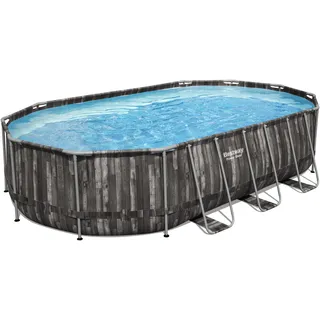 BESTWAY Power Steel Frame Pool oval Set 610 x 366 x 122 cm inkl. Filterpumpe (5-tlg.)