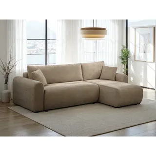 OTTO home "JONAA L-Form, 241cm /Schlafsofa (133/200) OTTO. Verlässliche Qualität", Tonnentaschen-Federkern, Bettkasten, Cord, Struktur,
